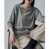 杢グレー | etoll エトル ボートネック七分袖Tシャツ | Fashion Letter