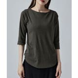 チャコールグレー | etoll エトル ボートネック七分袖Tシャツ | Fashion Letter