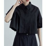 ブラック | etoll エトル タックプリーツクロップドシャツ | Fashion Letter
