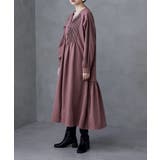 ピンク | etoll エトル ノーカラーピンタックワンピース | Fashion Letter