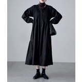 ブラック | etoll エトル ノーカラーピンタックワンピース | Fashion Letter