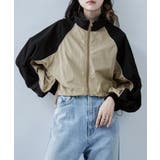 ベージュ | etoll エトル クロップドバイカラートラックジャケット | Fashion Letter