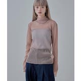 ピンク | etoll エトル ラメシアープリーツハイネックトップス | Fashion Letter