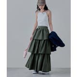 オリーブ | etoll エトル ギンガムチェックティアードスカート | Fashion Letter