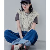 アイボリー | etoll エトル チュールフリルショートベスト | Fashion Letter