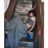 ブルー | etoll エトル チェック柄フリルビスチェ | Fashion Letter