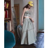 グリーン | etoll エトル チェック柄ギャザーマキシスカート | Fashion Letter