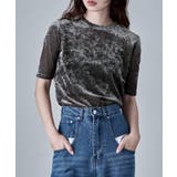 グレー | etoll エトル シアーベロアハーフスリーブPO | Fashion Letter