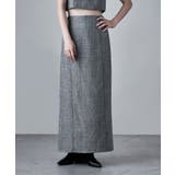 グレー | etoll エトル リネンタッチハイウエストタイトスカート | Fashion Letter