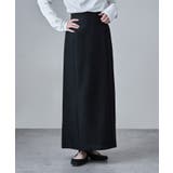 ブラック | etoll エトル リネンタッチハイウエストタイトスカート | Fashion Letter