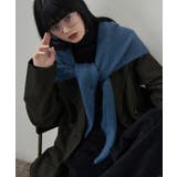 ブルー | etoll エトル モヘアタッチトライアングルスカーフ | Fashion Letter