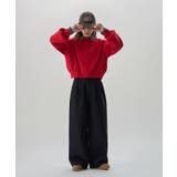 レッド | etoll エトル スウェットライク刺繍ロゴニット | Fashion Letter