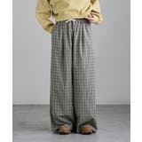 オリーブ | etoll エトル チェック柄コットンワイドパンツ | Fashion Letter