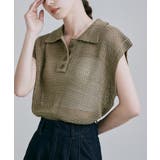 カーキ | etoll エトル ミックスメッシュポロ襟ニット | Fashion Letter
