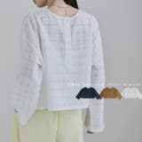 etoll エトル 2wayチェック柄シアーブラウス | Fashion Letter | 詳細画像1