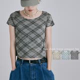 etoll エトル バイアスチェックフライスコンパクトTシャツ | Fashion Letter | 詳細画像1