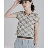 etoll エトル バイアスチェックフライスコンパクトTシャツ | Fashion Letter | 詳細画像2