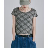 グレー | etoll エトル バイアスチェックフライスコンパクトTシャツ | Fashion Letter
