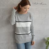 ◇グレー(ボーダーc) | 袖ケーブル編みニット お気に入り140 | Felt Maglietta