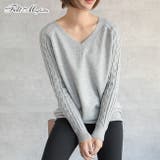 ◇グレー(Vネック) | 袖ケーブル編みニット お気に入り140 | Felt Maglietta