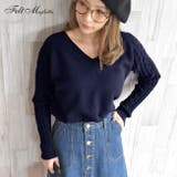 ◇ネイビー(Vネック) | 袖ケーブル編みニット お気に入り140 | Felt Maglietta