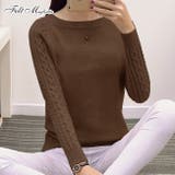 ◇ブラウン | 袖ケーブル編みニット お気に入り140 | Felt Maglietta