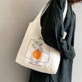 オレンジイラスト | トートエコバッグ フルーツイラストプリントキャンバス鞄 ショルダーバッグ | Felt Maglietta