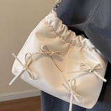 アイボリー | リボン付きチェーンショルダーバッグ 巾着 BAG | Felt Maglietta