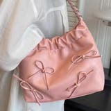 ピンク | リボン付きチェーンショルダーバッグ 巾着 BAG | Felt Maglietta