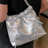 シルバー | リボン付きチェーンショルダーバッグ 巾着 BAG | Felt Maglietta