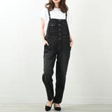 ブラック | ゆるサロペットデニムパンツ ゆったりシルエット 大人可愛い | Felt Maglietta