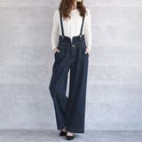 ネイビー | ハイウエストサス付ワイドパンツ ハイウエストデザイン オールシーズン | Felt Maglietta