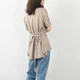 グレーベージュ | バックフレアーカットソー コットン100 チュニック フェミニン リボン | Maria Trinity