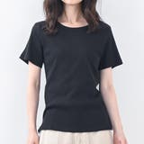 ブラック | コンパクトコットンリブTee シンプルカジュアル トップス | Maria Trinity