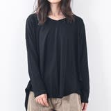 ブラック | 脇タックVネック長袖カットソー コットン オールシーズン | Felt Maglietta