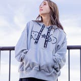 杢グレー | フロントベーマークロゴ紐フードパーカー ビッグシルエット プルオーバー | Felt Maglietta