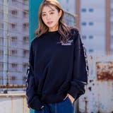 ブラック | 袖ロゴライントレーナー ビッグシルエット スウェット | Felt Maglietta