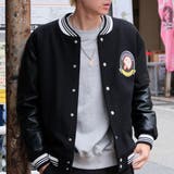 ブラック | ベーマークワッペンスタジャン ウール×フェイクレザー スタジアムジャケット | Felt Maglietta