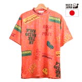 オレンジ | 日本製 総柄モックネックＴシャツ プチネック | Felt Maglietta