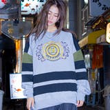 杢グレー×ダークグリーン×ブラック | 復刻刺繍ロゴトレーナー ビッグシルエット スウェット | Felt Maglietta