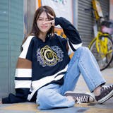 ブラック×チョコ×アイボリー | 復刻刺繍ロゴトレーナー ビッグシルエット スウェット | Felt Maglietta