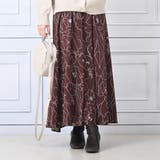 ワイン | モダン花柄マキシスカート さらっと落ち感 フレア | Felt Maglietta