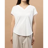 【Perle Peche】シルケットバックタックVネックカットソー | FINE | 詳細画像3