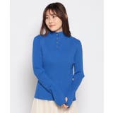 ブルー | ワイドリブサムホールボトルネックプルオーバー | FINE