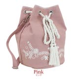 ピンク | 花柄刺繍 巾着 ショルダーバッグ | firstsight