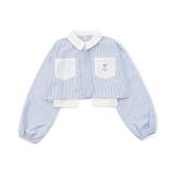 サックス | ネクタイ付きクロップドシャツ | F.O.Online Store