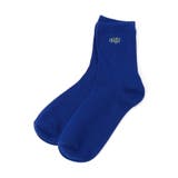 ブルー | 【抗菌防臭】ワンポイントロゴクルーソックス | F.O.Online Store