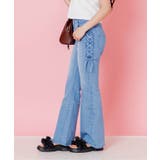 サックス | レースアップデニムフレアパンツ | F.O.Online Store