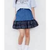 サックス | チェックフリルスカパン | F.O.Online Store