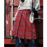 レッド | ミディプリーツチェックスカート | F.O.Online Store